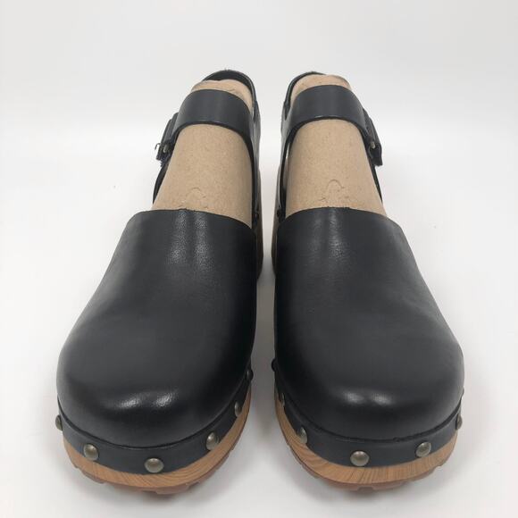 NEW Kork-Ease Tinsley Clogs 7 Black Leather Chunky Sandals Closed Toe Platform - Picture 2 of 8